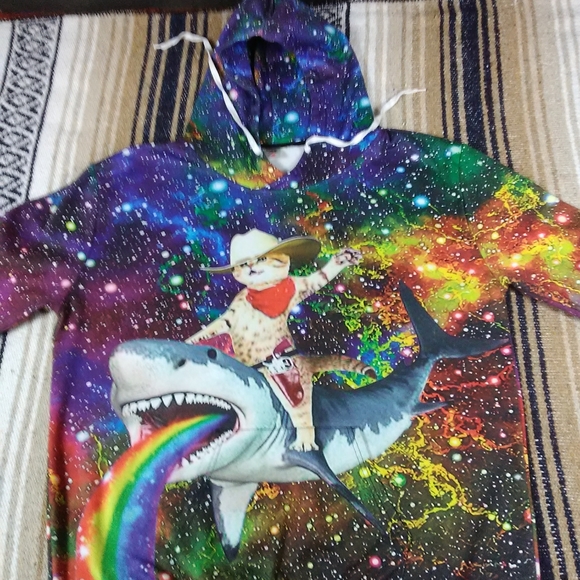 PULL OVER HOODIE CAT ALL OVER GRAPHICS ADULT 2XL - Picture 12 of 13